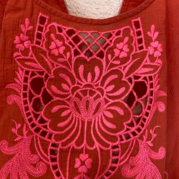 Jun & Ivy Francesca's Sheer Embroidered Cut Out Blouse - Picture 6 of 9